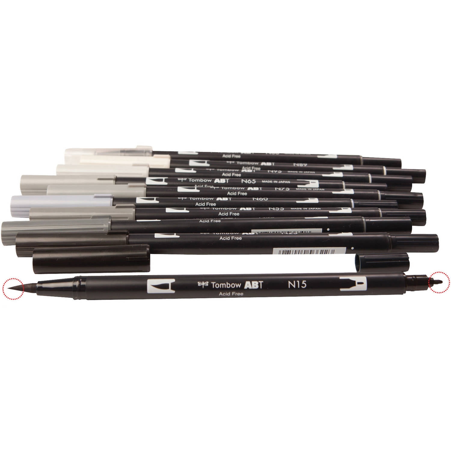 Tombow 56171 Dual Brush Pen Art Markers, Grayscale, 10-Pack