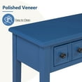 thumbnail image 5 of EUROCO 38.2" Console Table,Sofa Table Entryway Table with Rubber Wood Legs,2 Drawers and Open Shelf,Rustic Hallway Accent Table for Living Room, Entrance,Navy, 5 of 8