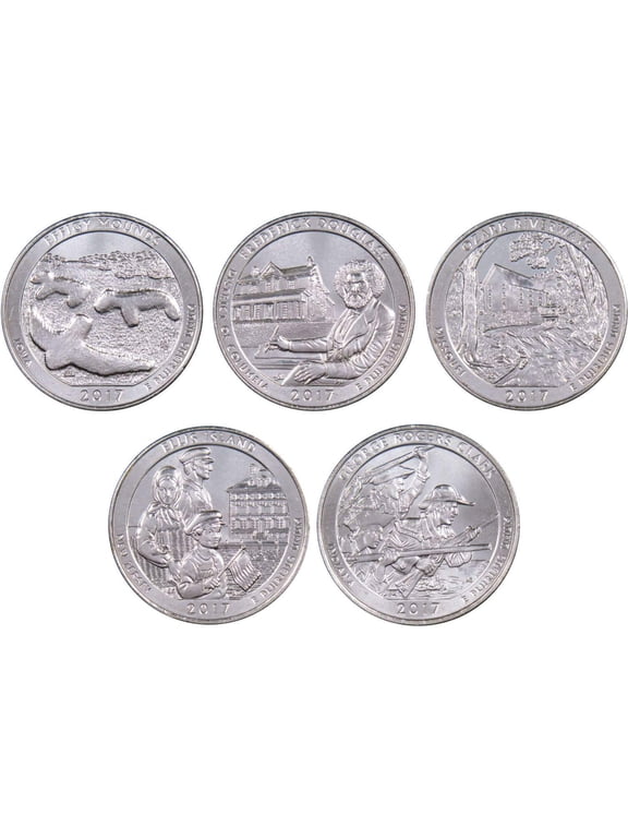 2017 D National Park Quarter 5 Coin Set Uncirculated Mint State 25c Collectible