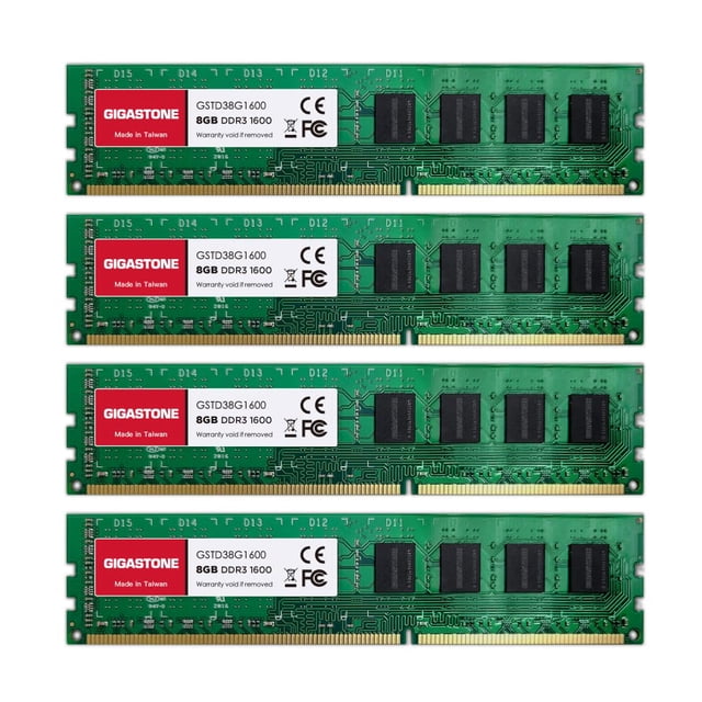 Kit DDR3 RAM GIGASTONE de 32 GB (4 x 8 GB) UDIMM de 1600 MHz