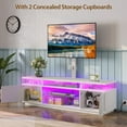thumbnail image 3 of Greenstell TV Stand and Mount for 32" to 70", TV Table with Power Outlet, Gaming Modern Entertainment Center with Storage, LED Light, Height Adjustable, 59", White, 3 of 6