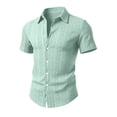 thumbnail image 5 of VgaVtl Mens Turn Down Collar Shirts Short Sleeve Summer Knit Button up Mens Tops Holiday Casual Plain, 5 of 7