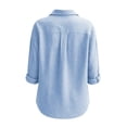 thumbnail image 4 of Qivvo Oversized Striped Button down Shirts for Women Classic Long Sleeve Collared Blouses Office Work Tops Outfit(Blue,XX-Large), 4 of 7