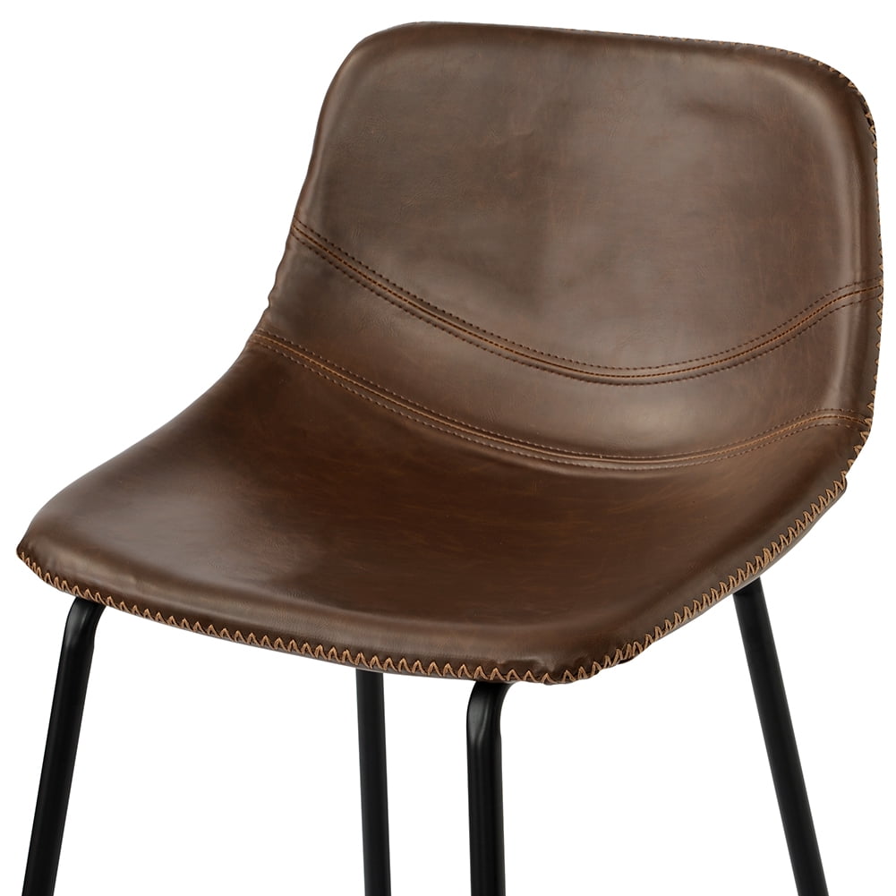 Lowestbest 2Pcs Height Bar Stools, 39" Footrest Dining Chairs, Vintage Leatherier Barstool (Light Brown) Lowestbest 2Pcs Height Bar Stools, 39" Footrest Dining Chairs, Vintage Leatherier Barstool (Light Brown)