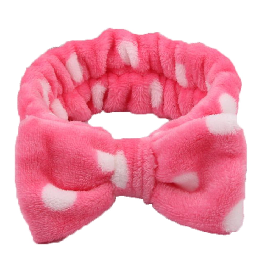 CXDa Cute Big Bowknot Coral Fleece Headband Women Face Washing Elastic ...