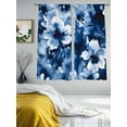 thumbnail image 3 of Blue Flowers Sheer Curtains for Living Room Bedroom, Light-filtering Sheer Curtain, Petals Silhouette Watercolor Boho Ink Blooming Rod Pocket Voile Window Treatment Drapes, 52’’Wx63’’L, 2 Panels Set, 3 of 7