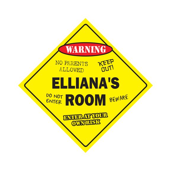 Elliana's Room Sign Crossing Zone Xing | Indoor/Outdoor | 12" Tall kids bedroom decor door children's name boy girl