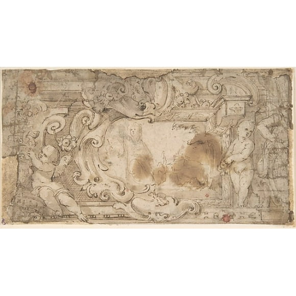 Design for a Cartouche with a Variant Poster Print by Anonymous, Italian, 17th century (18 x 24)