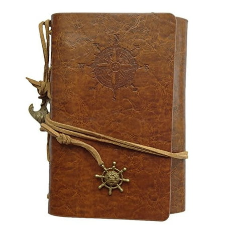 Antique Leather Journals - Lian LifeStyle Vintage Classic Leather Cover Nautical Sting Notebook Journal