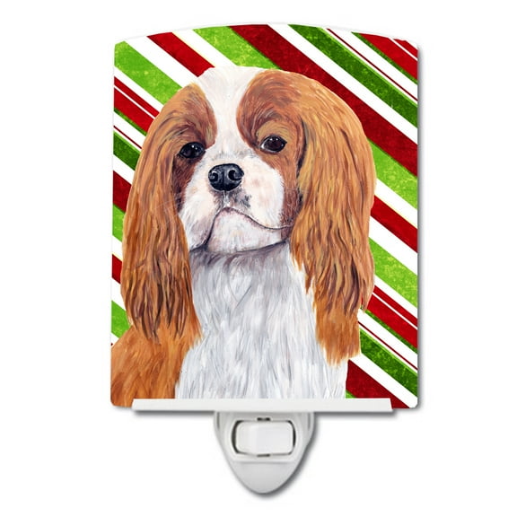 Caroline's Treasures SC9354CNL Cavalier Spaniel Candy Cane Holiday Christmas Ceramic Night Light, 6x4x3", multicolor