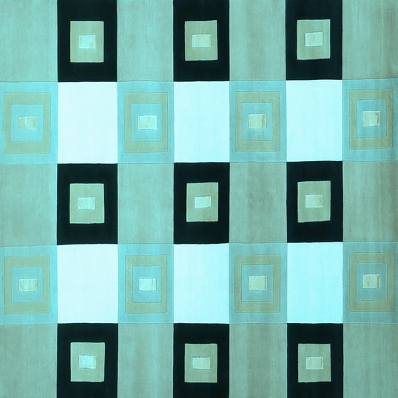 Ahgly Company Indoor Square Checkered Light Blue Modern Area Rugs, 5' Square