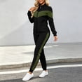 thumbnail image 4 of Women's 2 Piece Tracksuit Set Color Blocked Zip Up Stand Collar Long Sleeve Jacket Elastic Waist Jogger Pants for Sports Workout Daily Wear Black L, 4 of 7