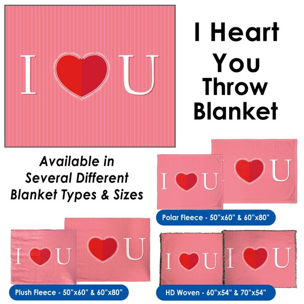 Valentine's Day I Heart You Throw Blanket / Tapestry Wall Hanging