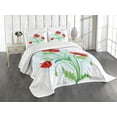 thumbnail image 3 of Ambesonne Floral Quilted Bedspread Set 3 Pcs, Meadow Flower Bouquet, King Size, Fern Green Pale Blue, 3 of 5
