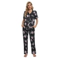 thumbnail image 3 of MintLimit Women's Silk Satin Pajamas Set Short Sleeve Floral Loungewear Sleepwear, 3 of 5