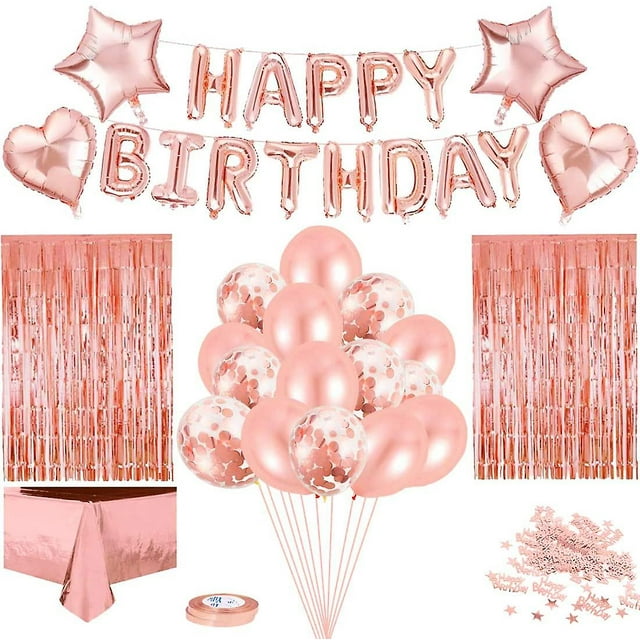 Conjunto de decoración de cumpleaños, globo de confeti de corona de feliz cumpleaños
