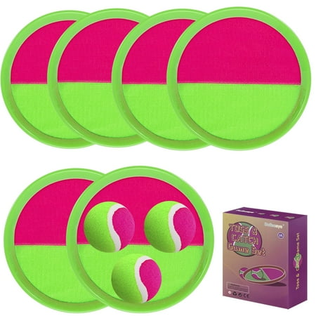 Kids Outdoor Toys, Beach Toys Toss and Catch Ball Set, Outside Yard Games for Kids with 6 Paddles 3 Balls Paddle Game Set Playground Sets for Backyard Sports Outdoor Games for Adults and Family C27
