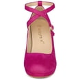 thumbnail image 4 of BLISSFUL STEP Women's Shoes Platform Round Toe Cross Strap Buckle Closure Stiletto Heel  Mary Jane Pumps Hot Pink 9.5, 4 of 6