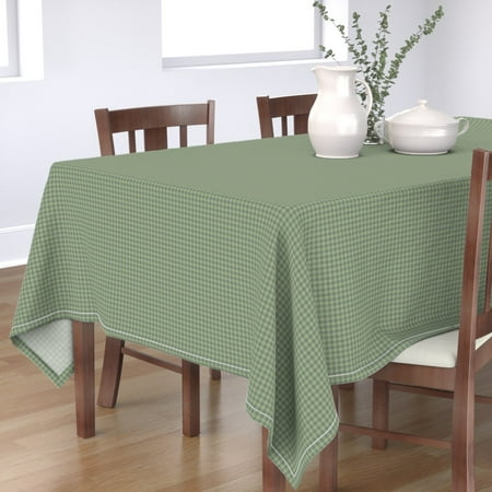 

Cotton Sateen Tablecloth 70 x 108 - Gingham Sage Green Grey Check Simple Rustic Minimal Print Custom Table Linens by Spoonflower