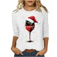 thumbnail image 2 of ZRGHAOYLQ Women's Christmas 3/4 Sleeve Shirts 2025 Merry Christmas Wine Glasses Graphic T Shirts Lightweight Casual Crewneck Christmas Pullover Tops, 2 of 4