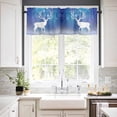 thumbnail image 3 of Christmas Reindeer Kitchen Curtains and Valances Set, Fantasy Blue Stars Winter Dreamy Rod Pocket Window Valance 18 Inch Window Curtain Panels for Living Room Bedroom Laundry, 27.5x36in, 3 Pieces, 3 of 7