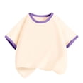 thumbnail image 2 of Agkizg Girls Color Blocked T-Shirt Short Sleeve Loose Fitting Crewneck Top for Kids Casual Summer Tee, Sizes 5-6 Years, 2 of 6