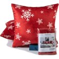 thumbnail image 1 of HTOOQ Christmas Red Throw Pillow Covers, 20x20 Inch, 2pcs, Holiday Decorative Pillow Cover, Invisible Zipper, Dutch Velvet Snow Flake Winter Pillow Coushion Cases for Home, Sofa, Car, Bed, Chair, 1 of 6