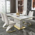 thumbnail image 1 of Juego de mesa de comedor cuadrada de mármol, 4 sillas y 6 sillas, oro moderno de lujo con muebles de comedor de restaurante de 6 plazas, 1 of 4