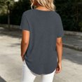 thumbnail image 6 of Women's Short Sleeve Curved Hem Shirts Summer Oversized V-Neck Button Down T-Shirt Casual Plain Daily Wear Tops Gray, 6 of 6