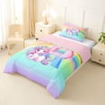 thumbnail image 2 of Erosebridal Cute Rainbow Unicorn Twin Comforter Sets,Watercolor Alphabet R Girls Personalized Gifts Bedding Set For Kids,Reversible Pink 2pcs, 2 of 7