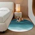 thumbnail image 3 of Round Area Rug 8ft,Abstract Ocean Sea Wave Water Ripple Washable Carpet Non-Slip Runner Accent Rugs Indoor Floor Mat for Bedroom Living Room Decor,Turquoise Ombre Color Art, 3 of 9