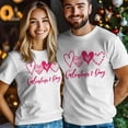 thumbnail image 3 of Camisetas para hombre, camiseta de algodón con cuello redondo y corazón rosa de San Valentín, manga corta para hombre, con letras Love Hearts., 3 of 8