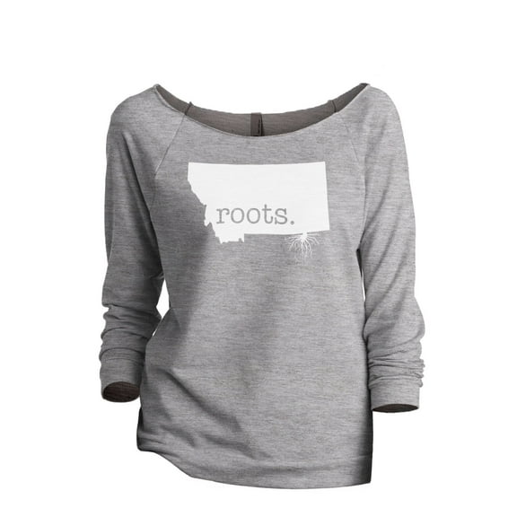 Thread Tank Home Roots State Montana MT Women's Slouchy 3/4 Sleeves Raglan Sweatshirt Sport Grey X-Large