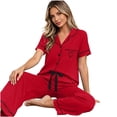 thumbnail image 3 of Riecok 2 Piece Pajama Sets for Women Short Sleeve Top and Pant with Drawstring Pjs Sleepwear Comfortable Lounge Sets, 3 of 3