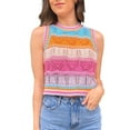 thumbnail image 1 of CNKOO Femmes Couleur Tricot Réservoir Multicolor Rayé Sans Manches Crop Tops, 1 of 9