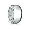 thumbnail image 2 of Benchmark� 14k Gold 8mm Comfort-fit Hammer-finished Polished Center Trim Round Edge Wedding Band Ring, 2 of 9