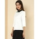 thumbnail image 4 of Allegra K Blusa con cuello en contraste de mangas 3/4 para mujer Blanco S, 4 of 6