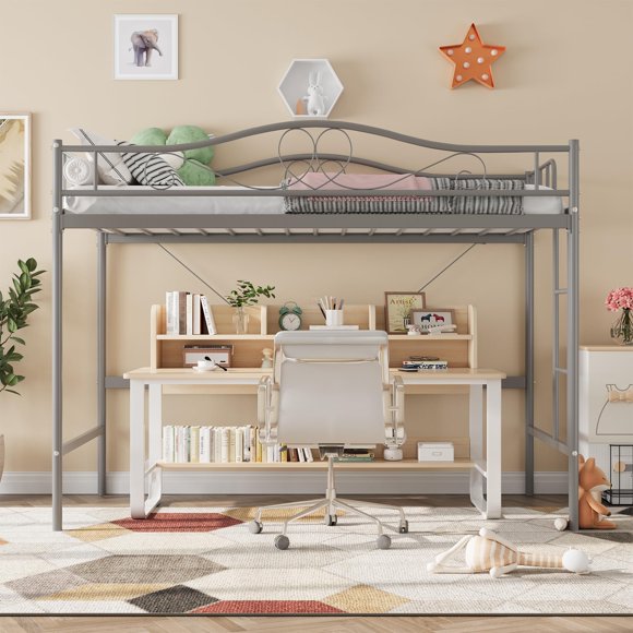 PIONEERWORKS 2025 Upgrated Twin Loft Bed with Removable Ladder & Full Safety Guardrail, Heavy-Duty Metal Frame 400 Lbs Weight Capacity for Kids Teens Adults