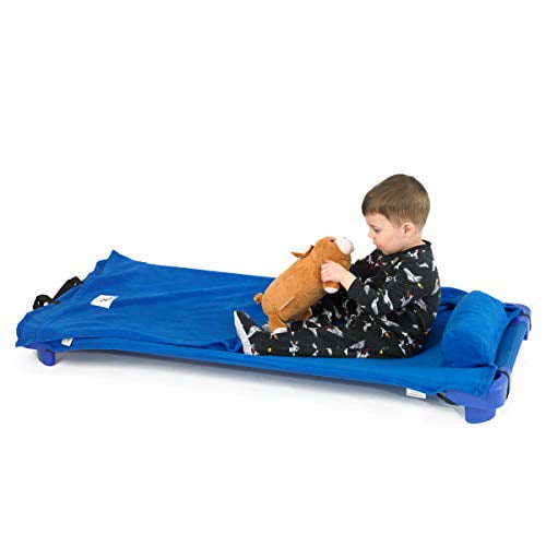 Dark Marine Blue Fits Most Mats and Cots ROLLEE POLLEE Preschool and Daycare Napping Blanket with Pillow Super Soft 