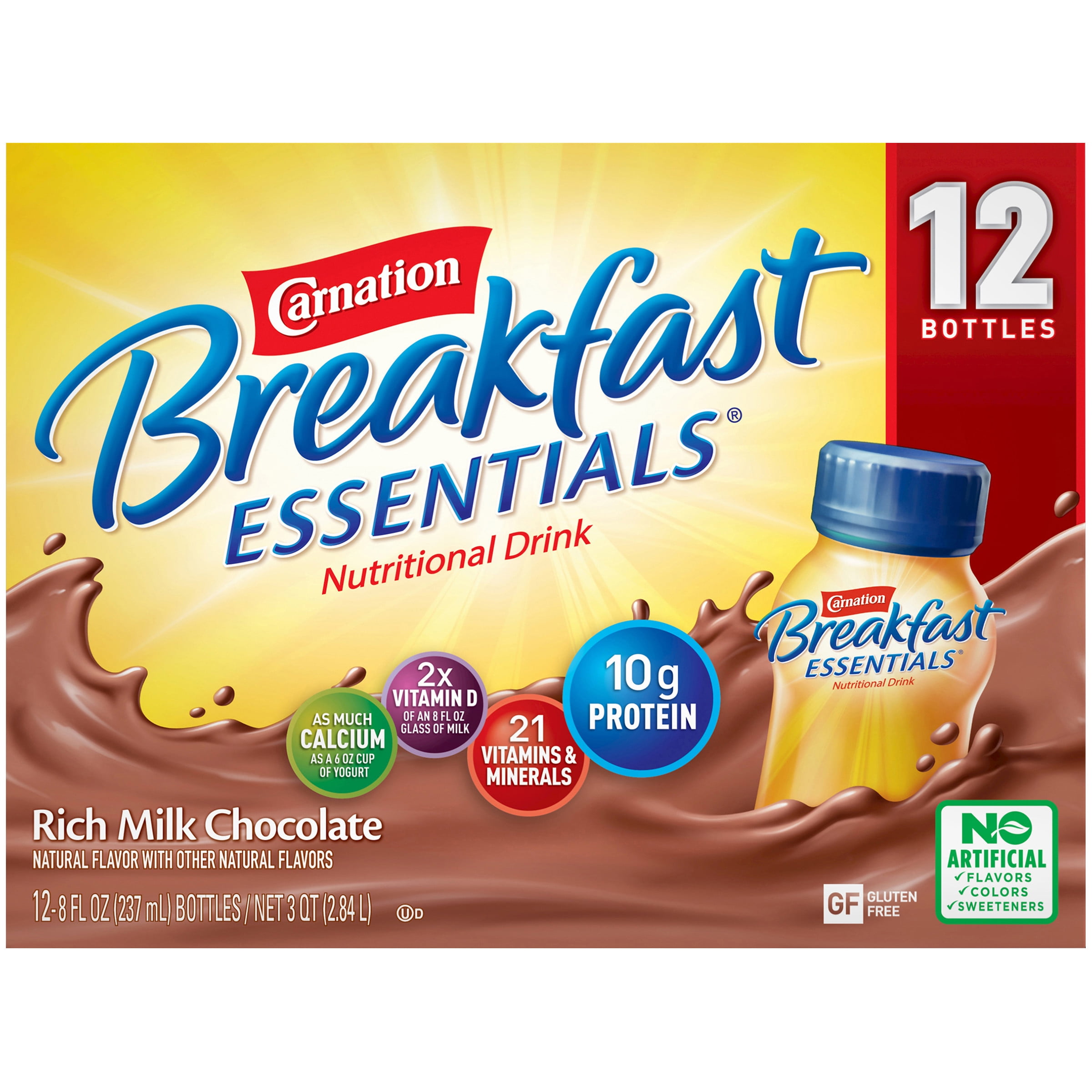 CARNATION BREAKFAST ESSENTIALS Rich Milk Chocolate 12-8 fl. oz. Bottles