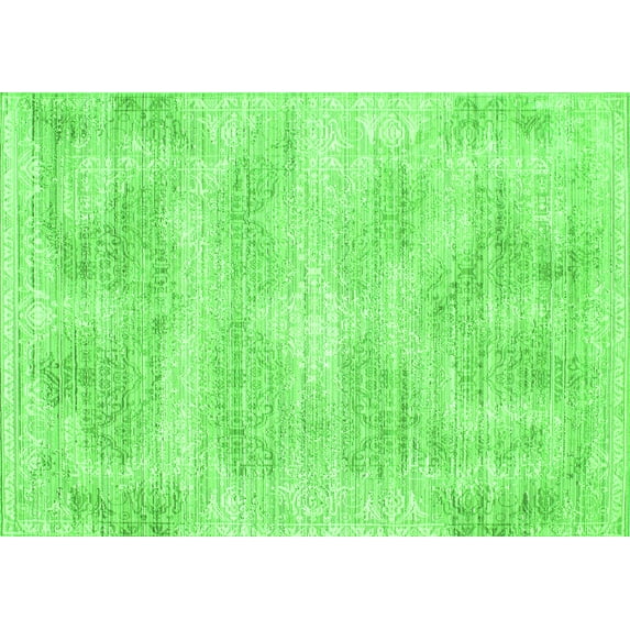 Ahgly Company Indoor Rectangle Abstract Green Contemporary Area Rugs, 7' x 10'