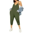 thumbnail image 2 of Women's Loose Sleeveless Jumpsuits Capris Spaghetti Strap Harem Capri Pants Casual Romper Overalls Summer Outfits (XL, Green), 2 of 7