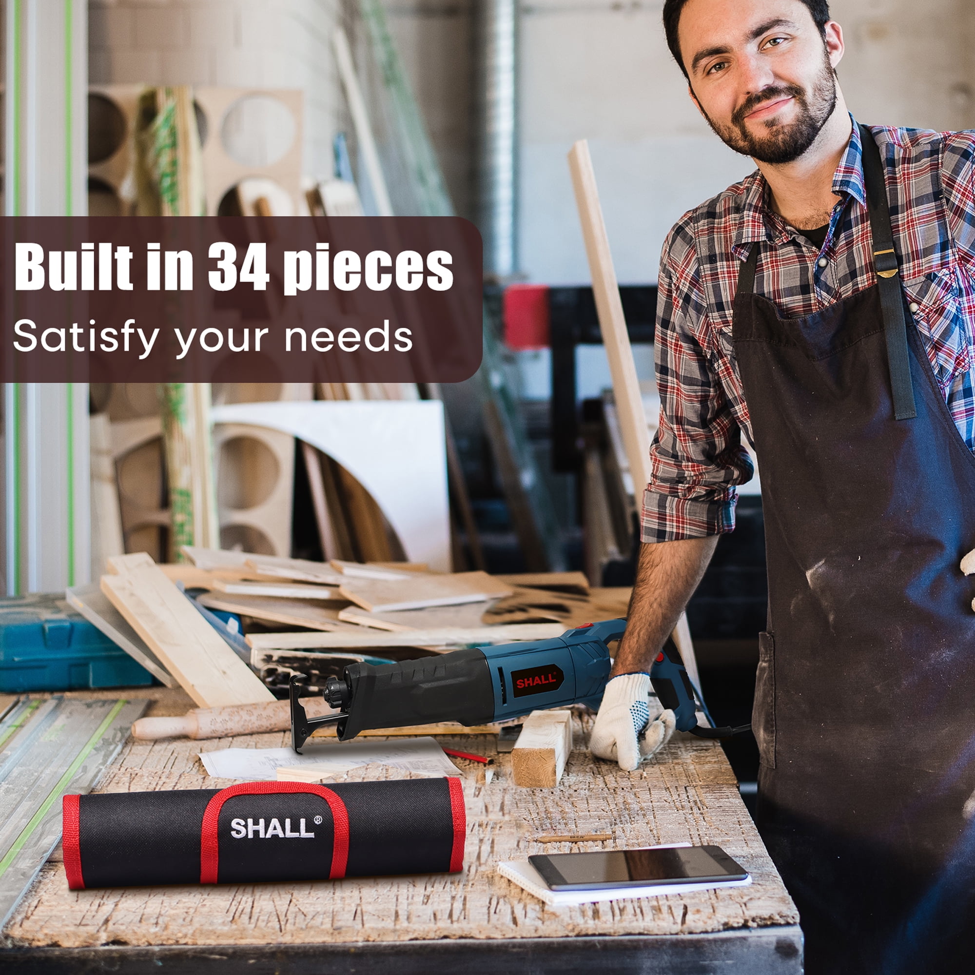 SHALL 34-Piece Reciprocating Saw Blades Set for Wood & Metal