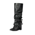 thumbnail image 4 of OKBOP Women's Knee High Boots Zip-Up Pointy Toe Slouch Buckle Strap Low Heel Boots for Fall Winter Boots Sizes 38, 4 of 5