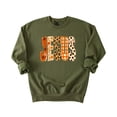 thumbnail image 2 of Jesus Sweatshirt for Women Fall Floral Leopard Faith Crewneck, Army Green Sweatshirt, XL, 2 of 8