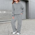 thumbnail image 2 of Girls Boys Sweatsuit 2 Piece Outfits Hooded Sweatshirt and Sweatpants Fleece Lined Tracksui𝘁 Plain Athletic Jogger Sets Warm, 2 of 5