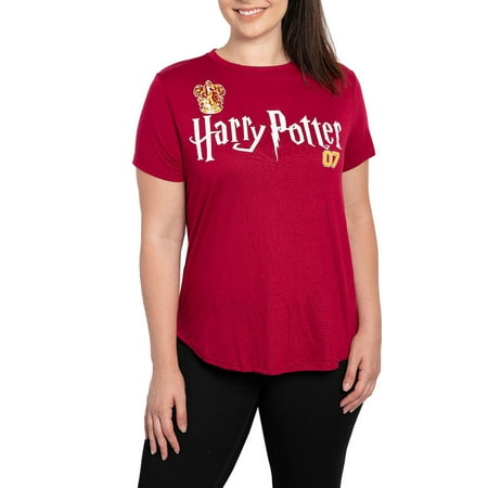 Womens Juniors Harry Potter Crown 07 High-Low Short Sleeve T-Shirt Red