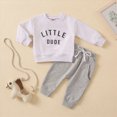thumbnail image 4 of TOWED22 Toddler Boys Soft Clothes 2 Piece Set Long Sleeve Printed Crewneck Tee Elastic Waist Sweatpants Fall Winter Outfits(White,12-18 M), 4 of 9