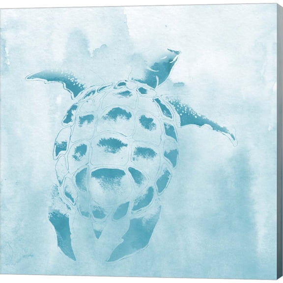 Great Art Now Washed Teal Aquatic Turtle by Elizabeth Medley, Canvas Wall Art, 12W x 12H