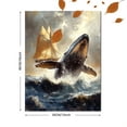 thumbnail image 3 of Qisvanset 12x16 Inch Framed Canvas Wall Art Majestic Whale And Sailboat Ocean Adventure Nautical Wall Art, 3 of 8